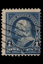 UNITED STATES - CIRCA 1920s: Vintage US 1 Cents Postage Stamp with portrait Benjamin Franklin January 17, 1706 Ã¢â¬â April 17, 1790